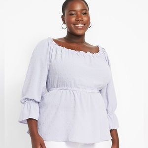 Lane Bryant Convertible Off/On Shoulder Purple Woven Polka Dots Blouse Sz 22/24